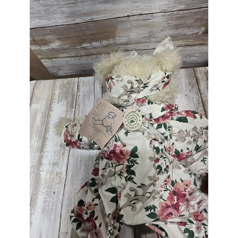 2- Boyds Bears Ophelia Plush Set Red Plaid Floral Rompers Investment 16 Inch